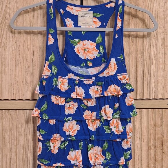 Hollister Blue Floral Ruffle Tank Top | Size Small - Picture 2 of 10